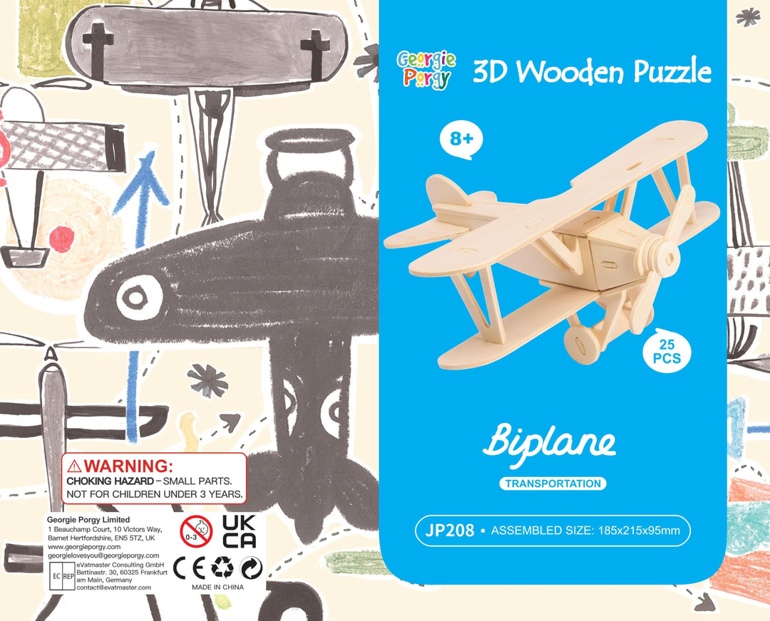 Georgie Porgy 3D Wooden Puzzles DIY Models Kits for Kids Dinosaur Airplane Woodcraft