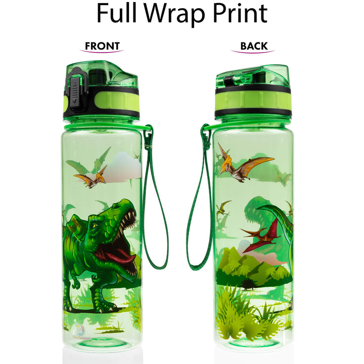 HeavenlyUnicorns Kids Dinosaur Water Bottle, 500ml BPA Free Tritan, LEAKPROOF, SHATTERPROOF Reusable Drinking Bottle, Recyclable Plastic - Ideal For School Nursery Sports Picnic