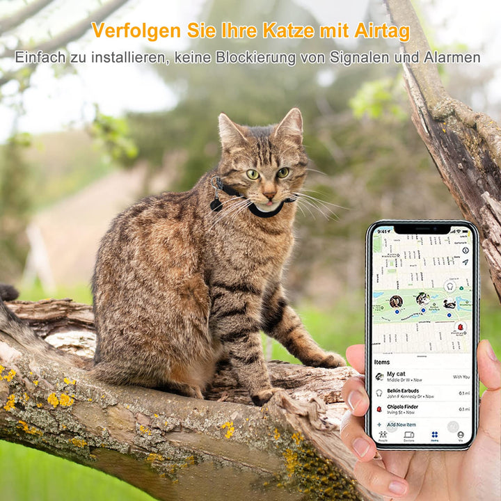 Airtag Cat Collar, Soarfly Reflective Cat Collar with Safety Closure, Bell, Cat Collar with AirTag Holder, Name Address