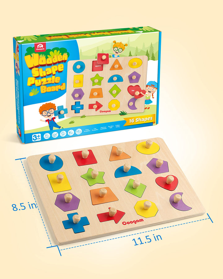 Wooden Shape Peg Puzzle – Educational Toy for Toddlers