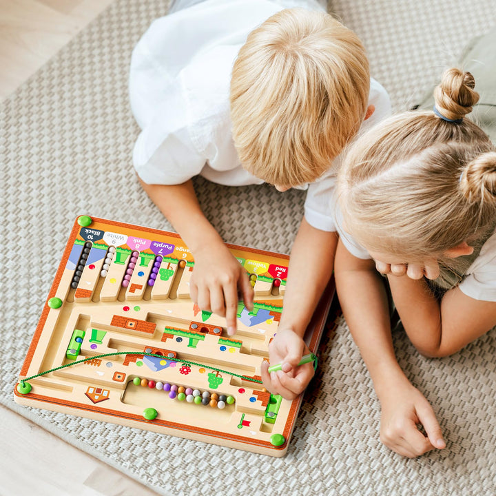 HuaaxtLang Magnetic Color and Number Maze, Montessori Toys for 2 3 4 5 Year Old Boys Girls, Fine Motor Skills Toys for Toddlers, Color Sorting Board, Preschool Learning Resources