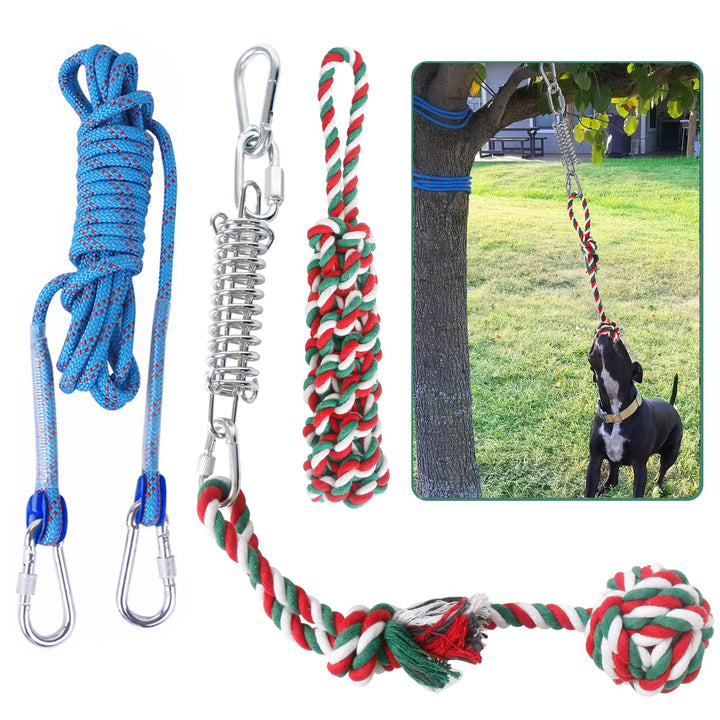Dog Outdoor Bungee Solo Hanging Toy, Tether Tug of War Dog Toys for Pitbull & Small Large Aggressive Chewers Dogs to Exercise