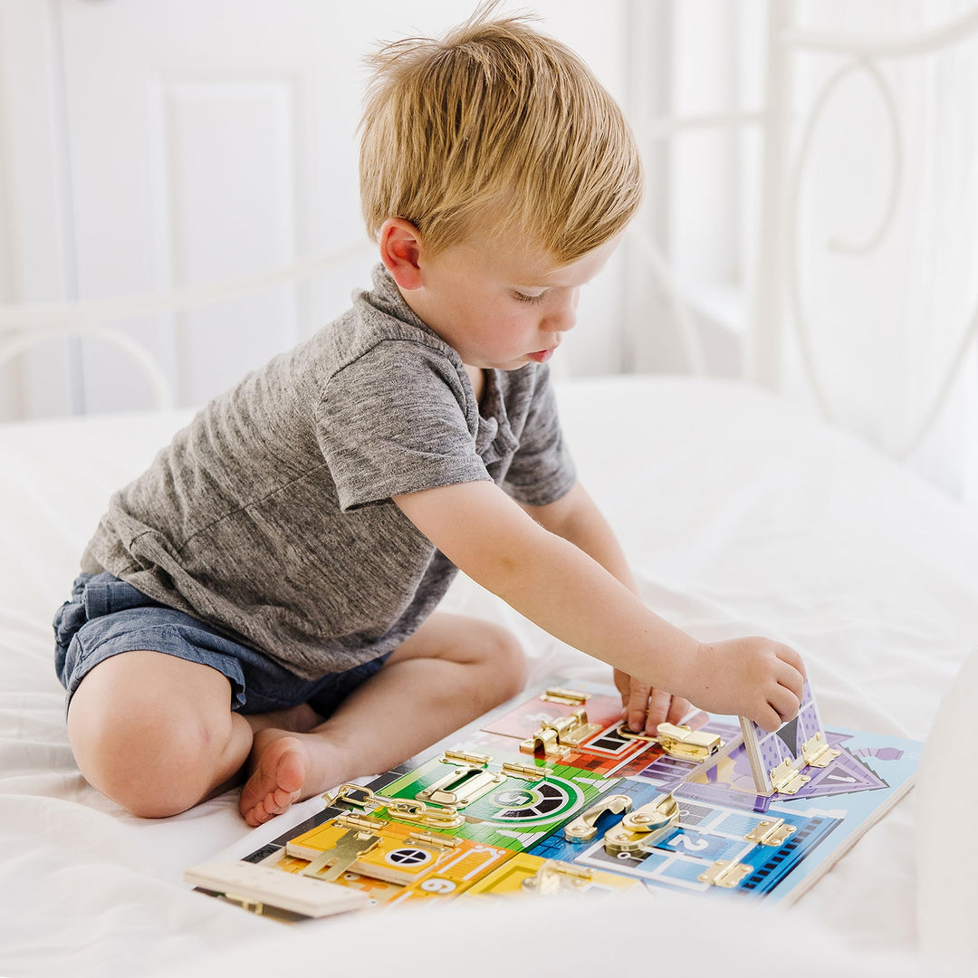 Melissa & Doug Wooden Latches Board  Problem Solving | 3+ | Gift for Boy or Girl