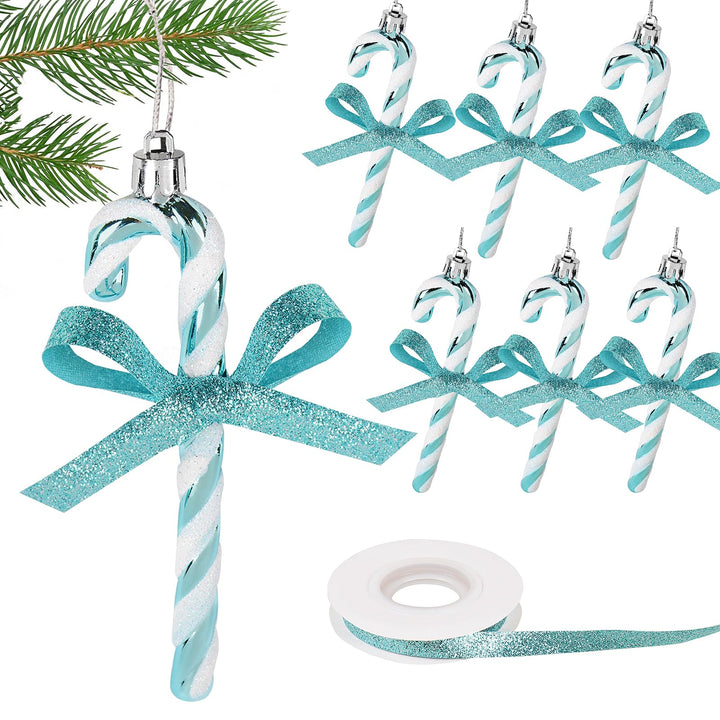 Ice Blue Candy Cane Christmas Ornaments