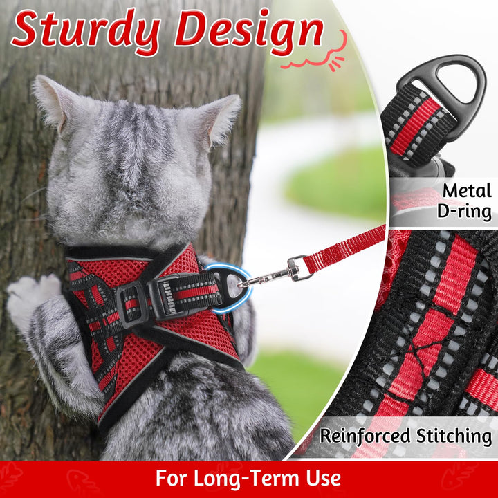 abbitgoo Cat Harness and Leash Set for Walking Escape Proof, Adjustable Soft Kittens Vest with Reflective Strip for Extra Small Cats