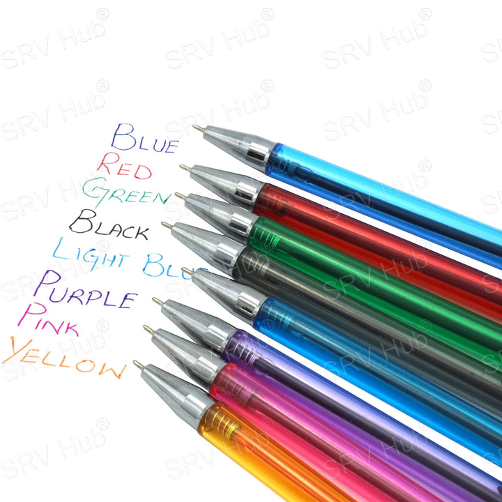 8x Ballpoint Pens, Soft Grip Push Top Jet Pens – Coloured Ink Handwriting Pens for Back to School, Stationary Supplies and University Essentials