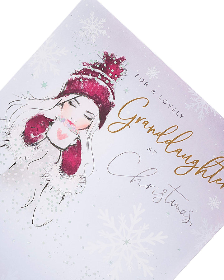 Cozy Girl Christmas Card for Granddaughter