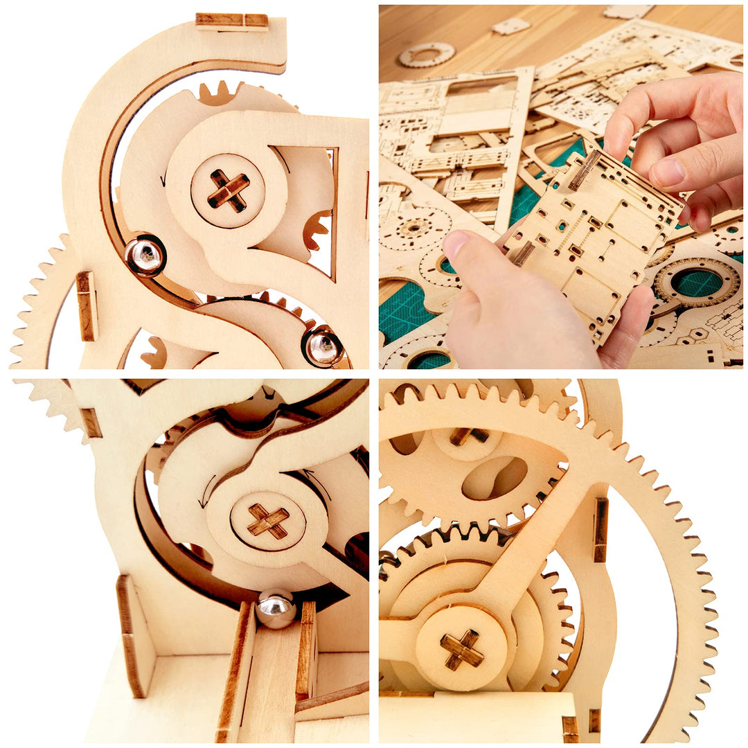 Solar 3D Wooden Puzzle Marble Run Educational Wood Mechanical Building Toys STEM Science Experiments Projects