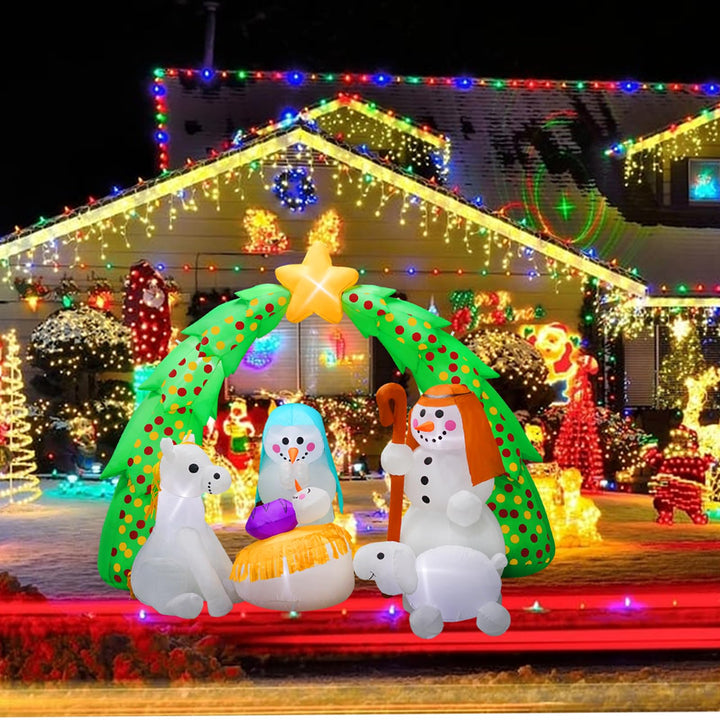 10FT Inflatable Snowman Family with LED Lights for Outdoor Decoration