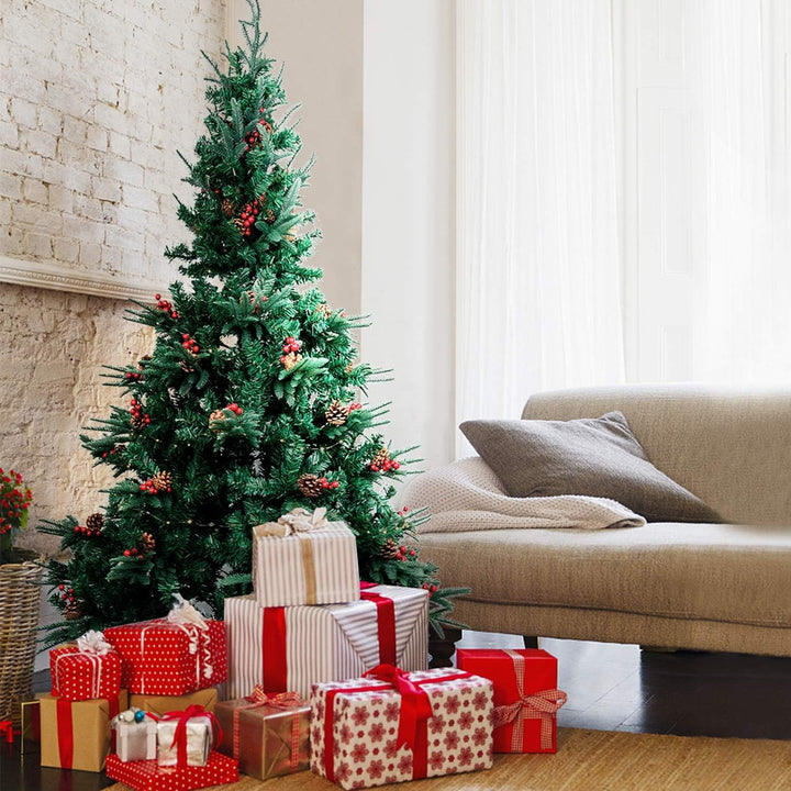 7FT PVC Christmas Tree with Pine Cones