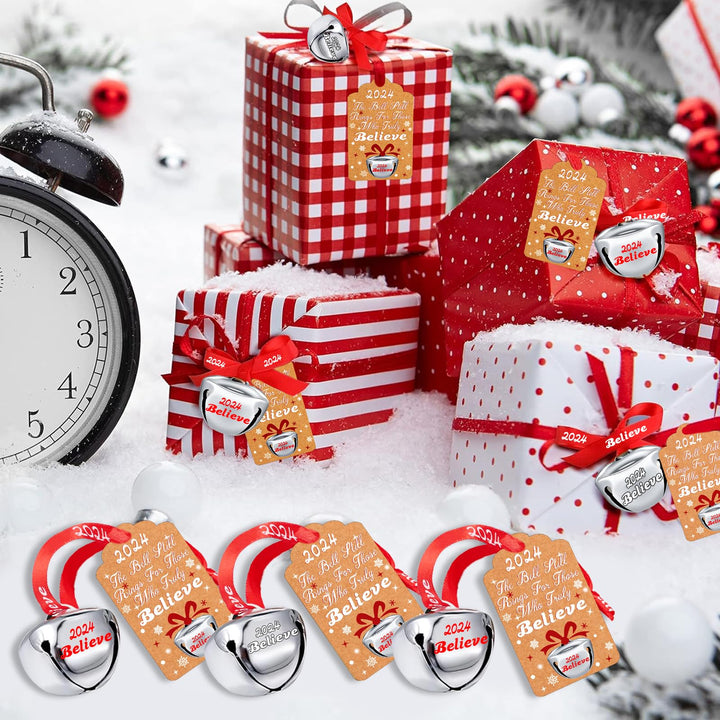 30-Pack Silver Jingle Bells for Christmas Decor