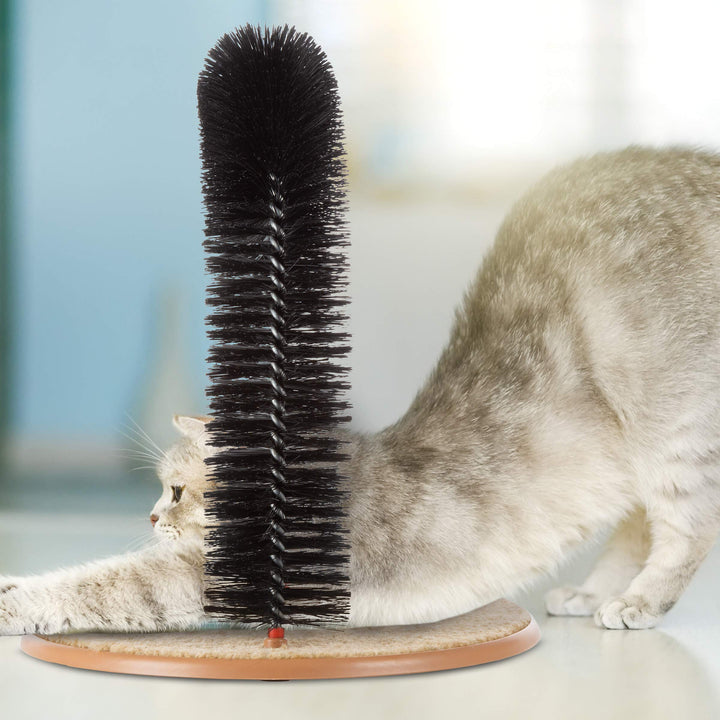PETMAKER Self Grooming Cat Arch- Bristle Ring Brush and Carpet Base Groomer, Massager, Scratcher for Controlling Shedding, Healthy Fur and Claws
