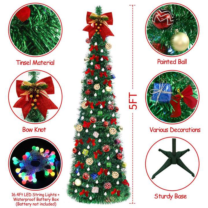 5FT LED Multicolor Pop-Up Christmas Tree
