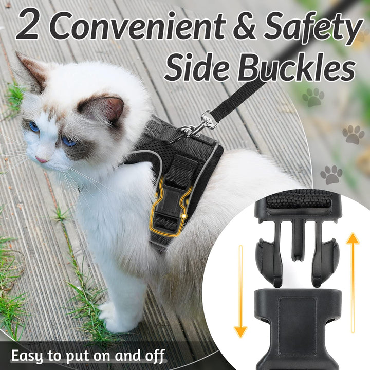 rabbitgoo Escape-Proof Cat Kitten Harness with Leash Set for Walking, Kitty Small Dog Harness with Leash Adjustable Reflective Strips
