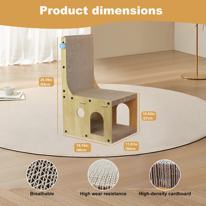 Cat Scratcher Board Cardboard House - Cat Scratchers Cat Nest Vertical L Shaped Multifunctional Cats Scratch with Catnip and 4 Balls Scratching Standing Scratching Pad for Kitty Kitten