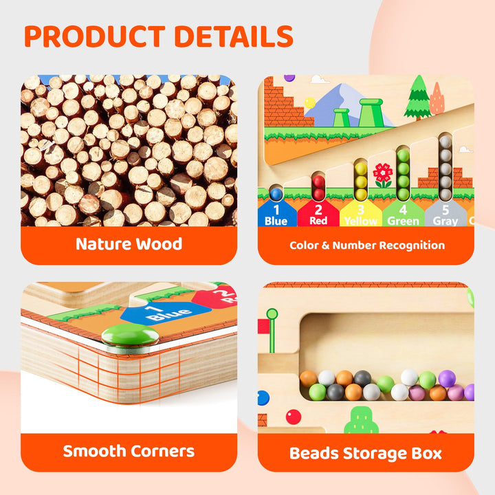 HuaaxtLang Magnetic Color and Number Maze, Montessori Toys for 2 3 4 5 Year Old Boys Girls, Fine Motor Skills Toys for Toddlers, Color Sorting Board, Preschool Learning Resources