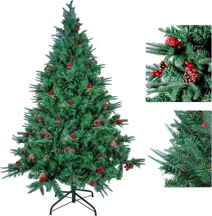 7FT PVC Christmas Tree with Pine Cones
