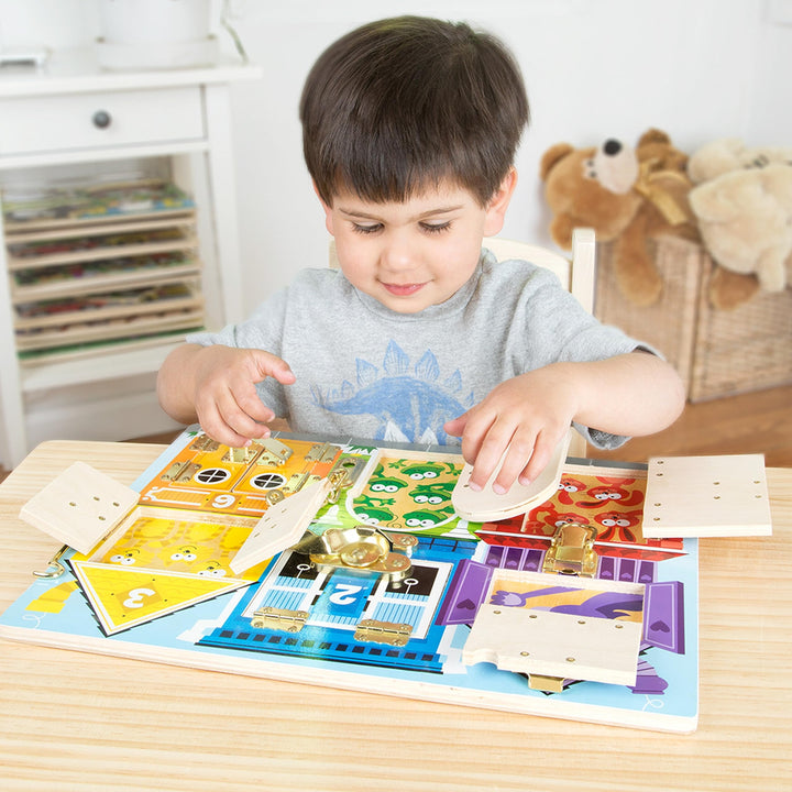 Melissa & Doug Wooden Latches Board  Problem Solving | 3+ | Gift for Boy or Girl