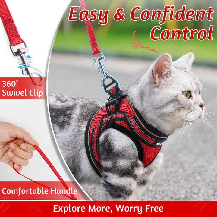 abbitgoo Cat Harness and Leash Set for Walking Escape Proof, Adjustable Soft Kittens Vest with Reflective Strip for Extra Small Cats
