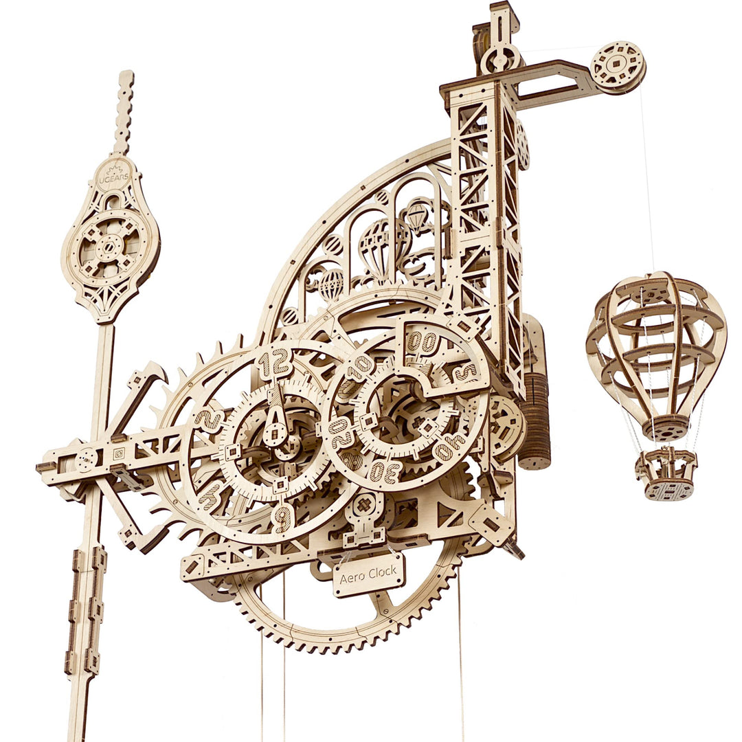 UGEARS Aero Clock 3D Puzzle Wooden Model Kits for Adults to Build - Vintage DIY Wall Clock with Pendulum Wooden Puzzle