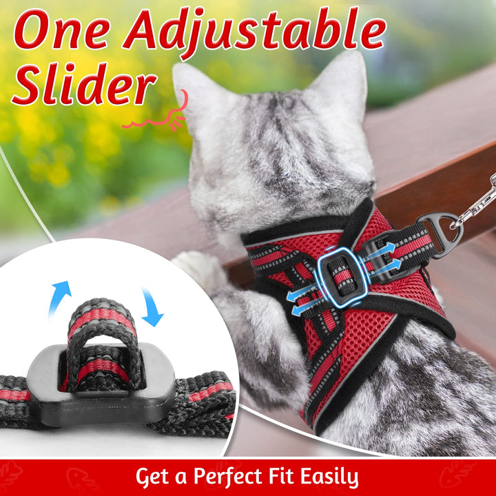 abbitgoo Cat Harness and Leash Set for Walking Escape Proof, Adjustable Soft Kittens Vest with Reflective Strip for Extra Small Cats