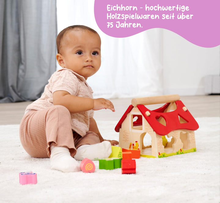 Colourful Farmhouse Wooden Baby Shape Sorter Toy