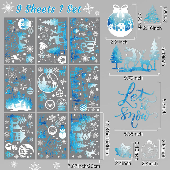 172 Pcs Christmas Snowflake Window Clings