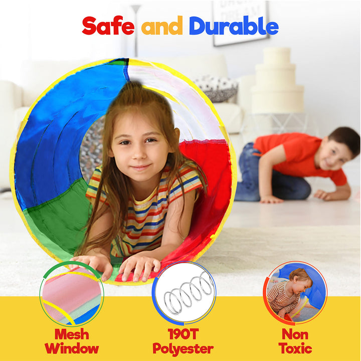 Hide N Side 6Ft Crawl Through Play Tunnel Toy, Pop Up Tunnel For Kids Toddlers Babies Infants Children & Dogs, Indoor Outdoor Tube