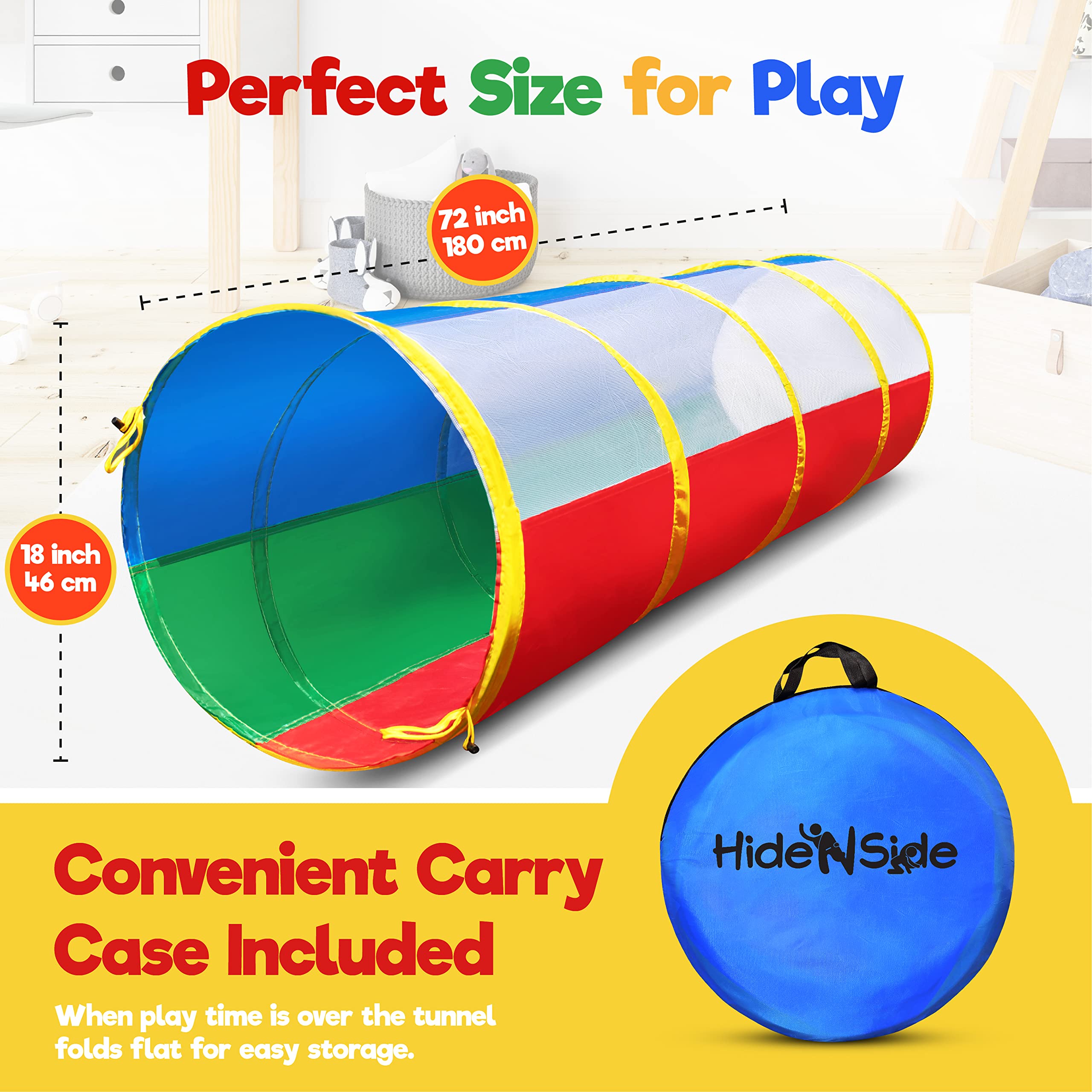 Hide N Side 6Ft Crawl Through Play Tunnel Toy Pop Up Tunnel For Kids Learningbugs