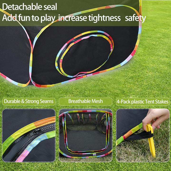 Outdoor Rainbow Cat Enclosures Playground,Outside House for Indoor Cats Include Portable Cat Tent, Circle Playpen Tunnel, for Kitty and Small Animals,Within Storage Bag (Iridescent)