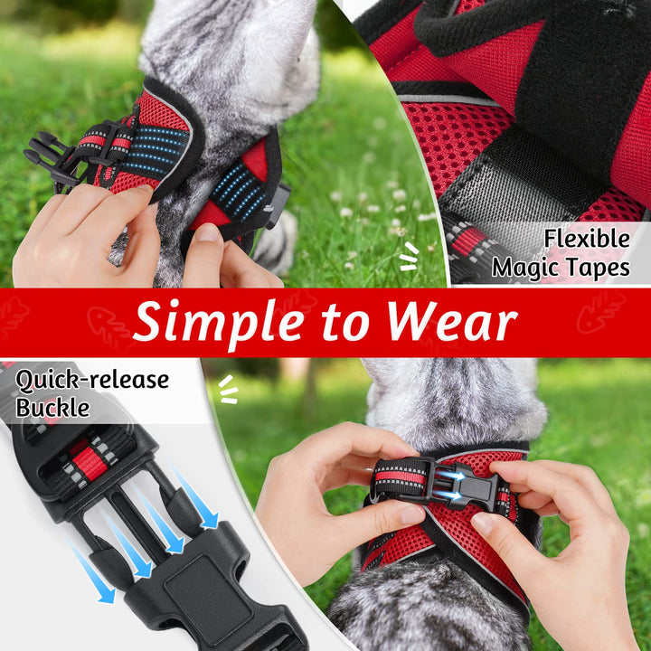 abbitgoo Cat Harness and Leash Set for Walking Escape Proof, Adjustable Soft Kittens Vest with Reflective Strip for Extra Small Cats