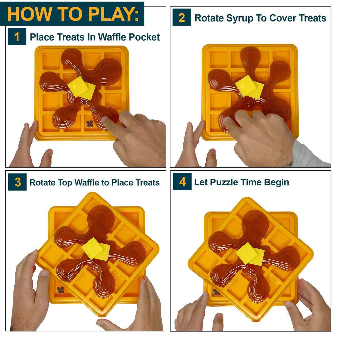 OurPets Waffle Interactive Puzzle Game Dog Toys (Dog Puzzle Dog Toy-Great Alternative to Snuffle Mat for Dogs & Slow Feeder Dog Bowls) Dog Puzzle, Cat Puzzle & Interactive Dog Toys for Dog Treats