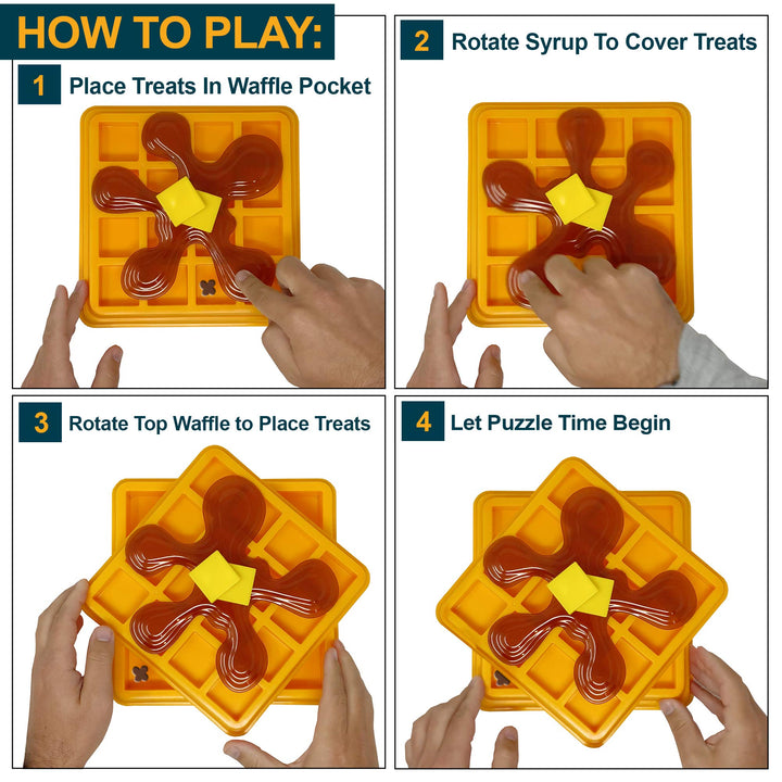 OurPets Waffle Interactive Puzzle Game Dog Toys (Dog Puzzle Dog Toy-Great Alternative to Snuffle Mat for Dogs & Slow Feeder Dog Bowls) Dog Puzzle, Cat Puzzle & Interactive Dog Toys for Dog Treats