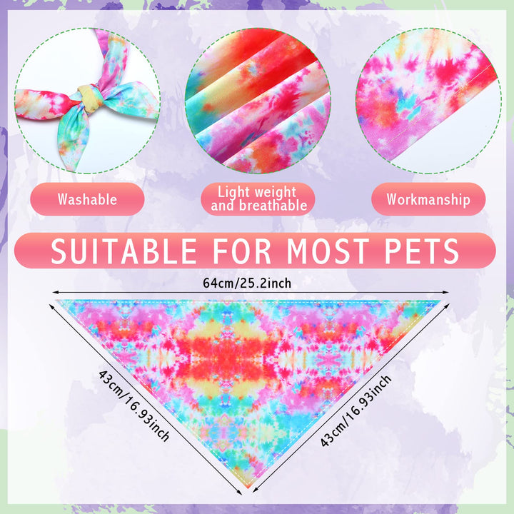 Weewooday 20 Pcs Tie Dye Dog Bandanas Bulk Dogs Washable Triangle Bibs Dog Scarf Dog Kerchief Puppy Neckerchief