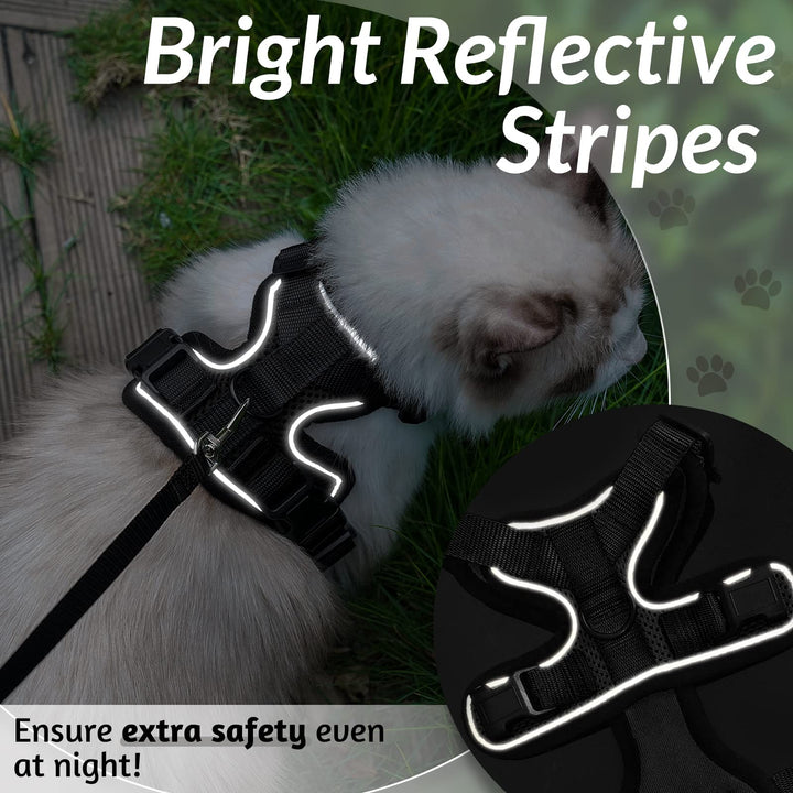rabbitgoo Escape-Proof Cat Kitten Harness with Leash Set for Walking, Kitty Small Dog Harness with Leash Adjustable Reflective Strips