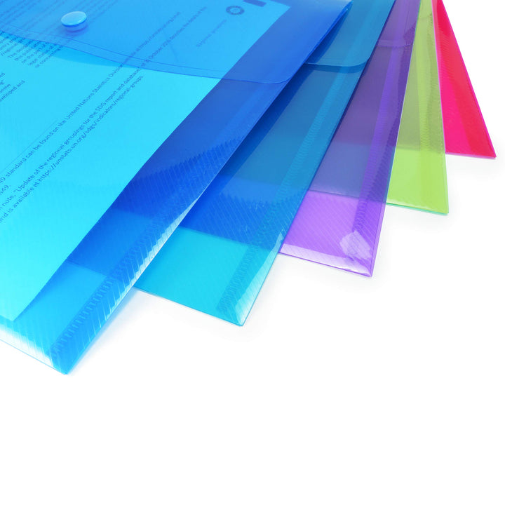Rapesco A4+ Popper Wallets, Assorted Colors, Pack of 5
