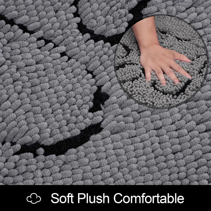 Royalotic Soft Chenille Water Absorbent Door Mat Indoor, Traps Mud and Moisture for Muddy Shoes Dog Paws, Durable Backing, Washable, Rug Door Mat for Entry, High Traffic Areas, 20''x30'', Grey