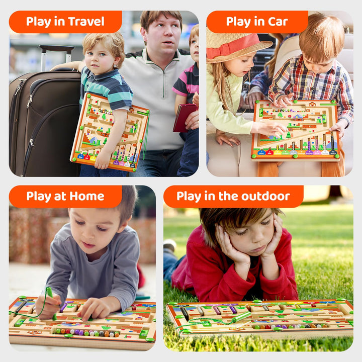 HuaaxtLang Magnetic Color and Number Maze, Montessori Toys for 2 3 4 5 Year Old Boys Girls, Fine Motor Skills Toys for Toddlers, Color Sorting Board, Preschool Learning Resources