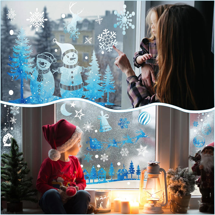172 Pcs Christmas Snowflake Window Clings