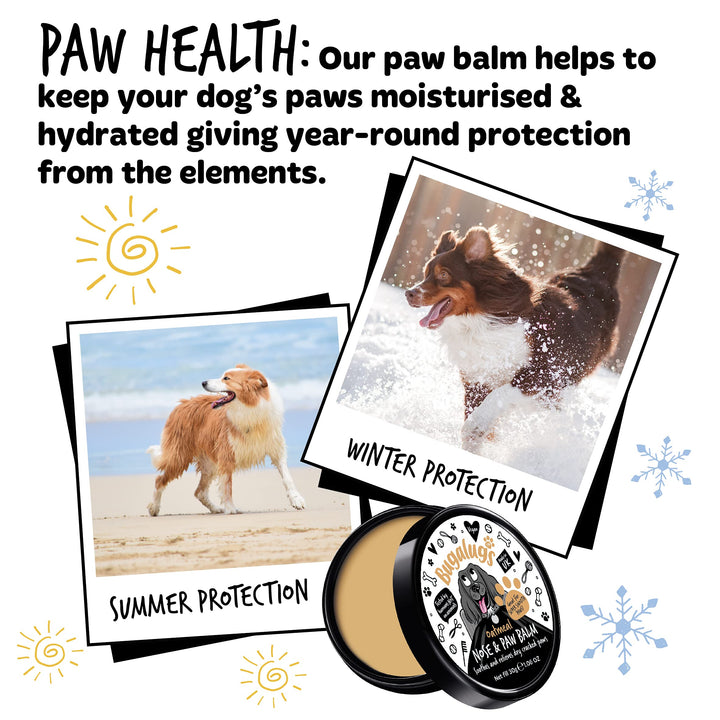 BUGALUGS Dog nose balm 30g, Natural lick safe Paw balm for dogs contains Colloidal Oatmeal, Dog paw cream Vegan formula nose balm for dogs reduces skin irritation and redness.