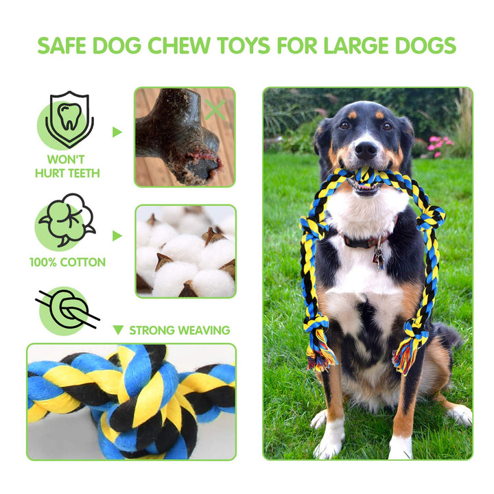 HARLOVY Large Tough Chew Toys for Aggressive Chewers Large Breed,Heavy Duty Dental Rope Toys Kit for Medium Dogs