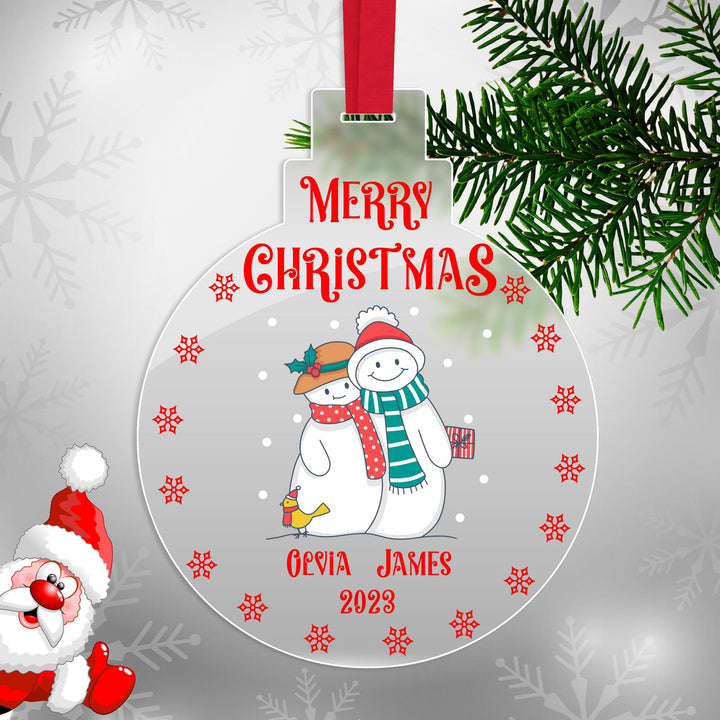 Personalised Snow Couple Christmas Bauble