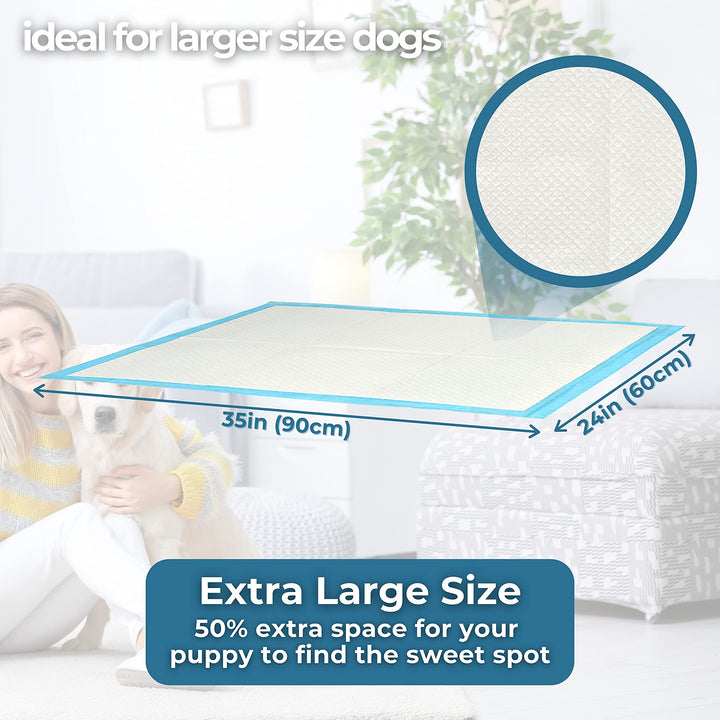 Boom! PetCellence Puppy Pads 40 Pack - 60 x 90cm Extra Large Dog Training Pads with Anti-Slip Tabs