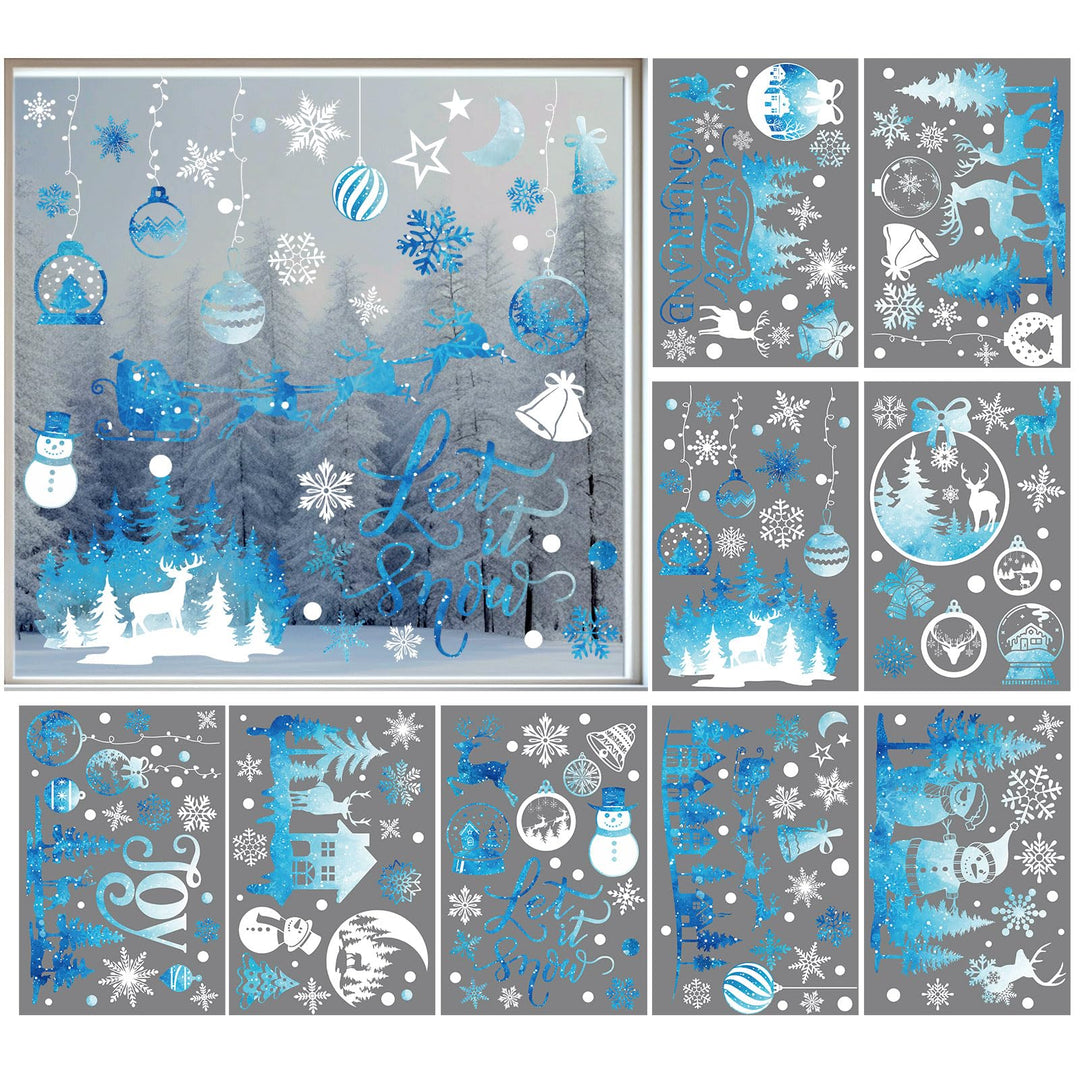 172 Pcs Christmas Snowflake Window Clings