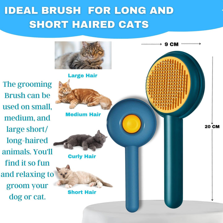 Cat Brush Dog Brush, FurGroom Cat Comb, Cat Grooming Self Cleaning Brush for Long or Short Haired Cats