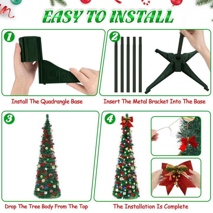 5FT LED Multicolor Pop-Up Christmas Tree