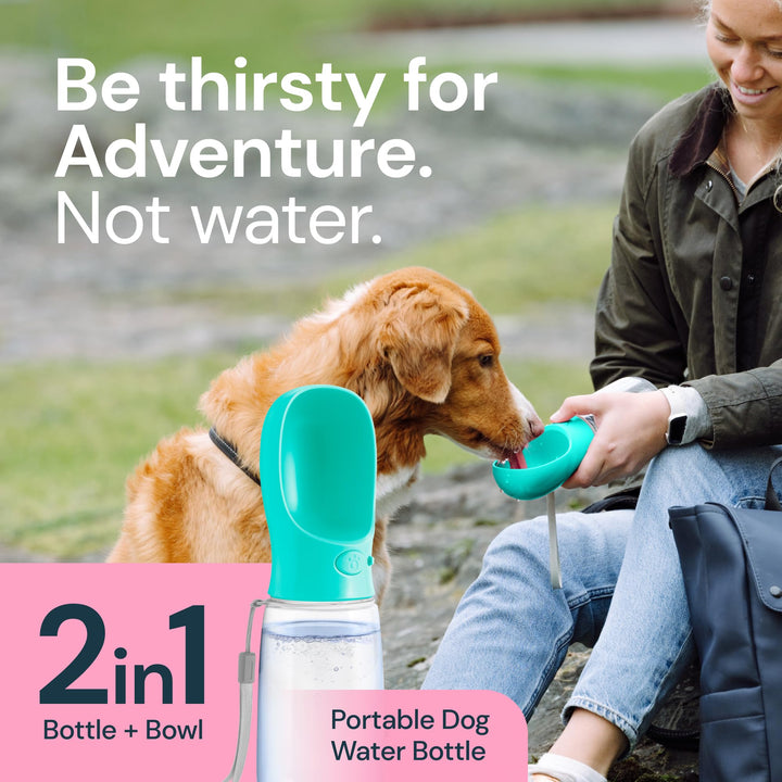 MalsiPree Portable Dog Water Bottle - Leak-Proof Bottles with Dog Bowls - Puppy Accessories Dog Water Dispenser - Drinking Water for Walking, Hiking, Travelling - Food Grade Plastic - 550ml, Blue