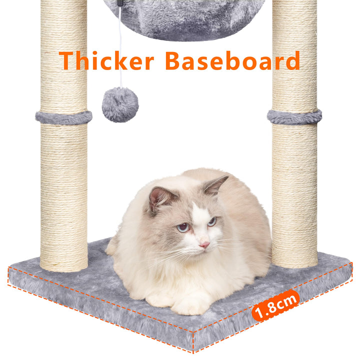 HOMIDEC Cat Scratching Post, 50cm Cat Tree with Cat Hammock Bed, Scratching Posts for Indoor Cats with Hanging Ball Toy, Small Cat Tree for Kitten Pets Playing and Relaxing, Grey