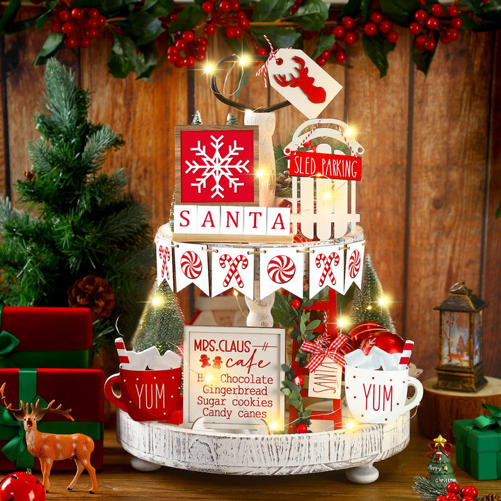 15 Pcs Christmas Tiered Tray Decor