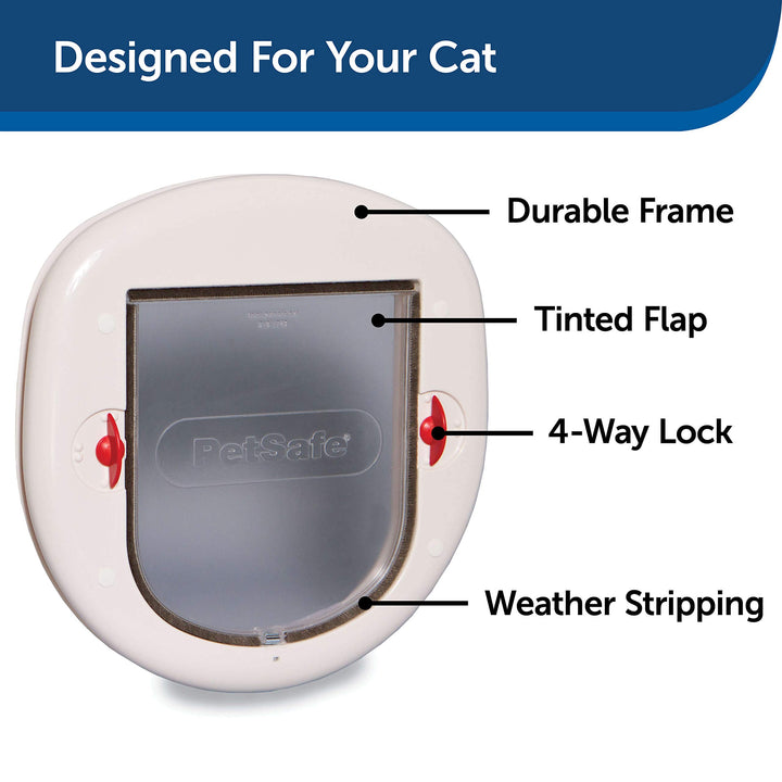 PetSafe Exterior / Interior Cat Door: Staywell Big Cat 4-Way Locking Pet Door Flap for Large Cats - Tinted Privacy Door - Weatherproof, Durable Door Frame - DIY Easy Install with Hardware Kit Included
